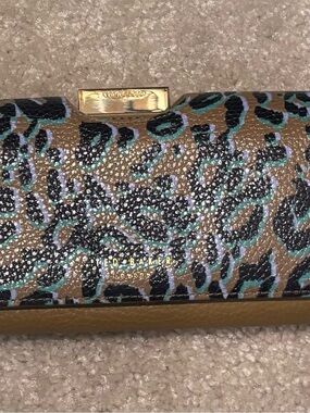 Ted Baker Teal, Black and Brown Leopard-Print Wallet